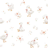 Nursery Goose Blush Flower White Medium wallpaper