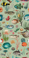 Oceania pattern in Sage Green wallpaper