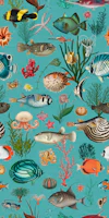 Oceania pattern in Turquoise Blue wallpaper