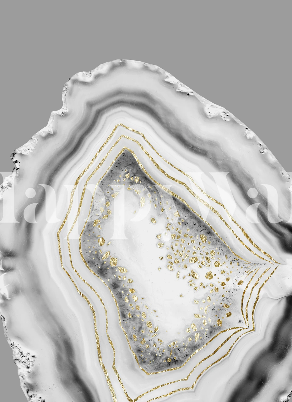 White agate pattern with gold foil accents wallpaper