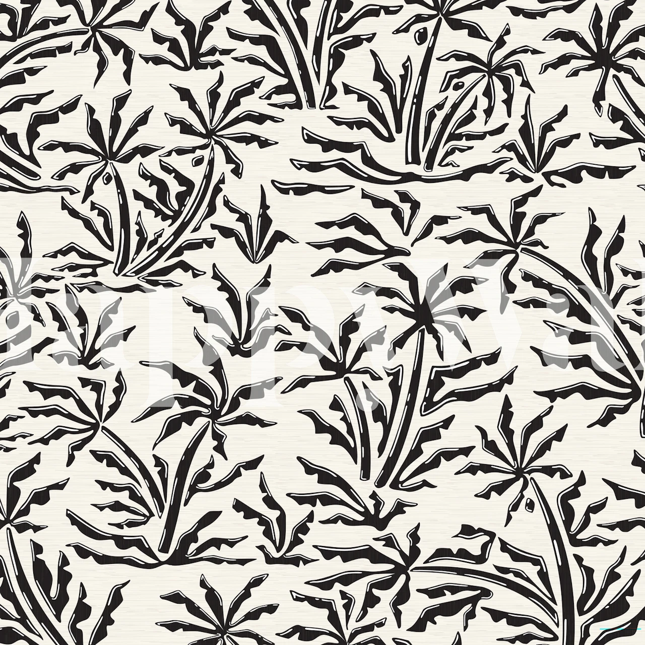 Black and white palm leaf pattern wallpaper