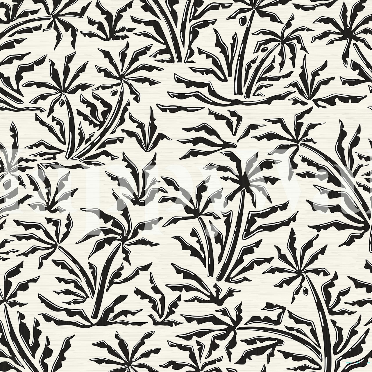 Black and white palm leaf pattern wallpaper