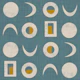 Retro Moon Phases Teal Mustard
