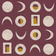 Retro Moon Phases Burgundy Mustard
