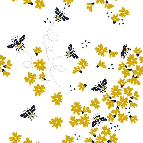 Millefleurs with bees white