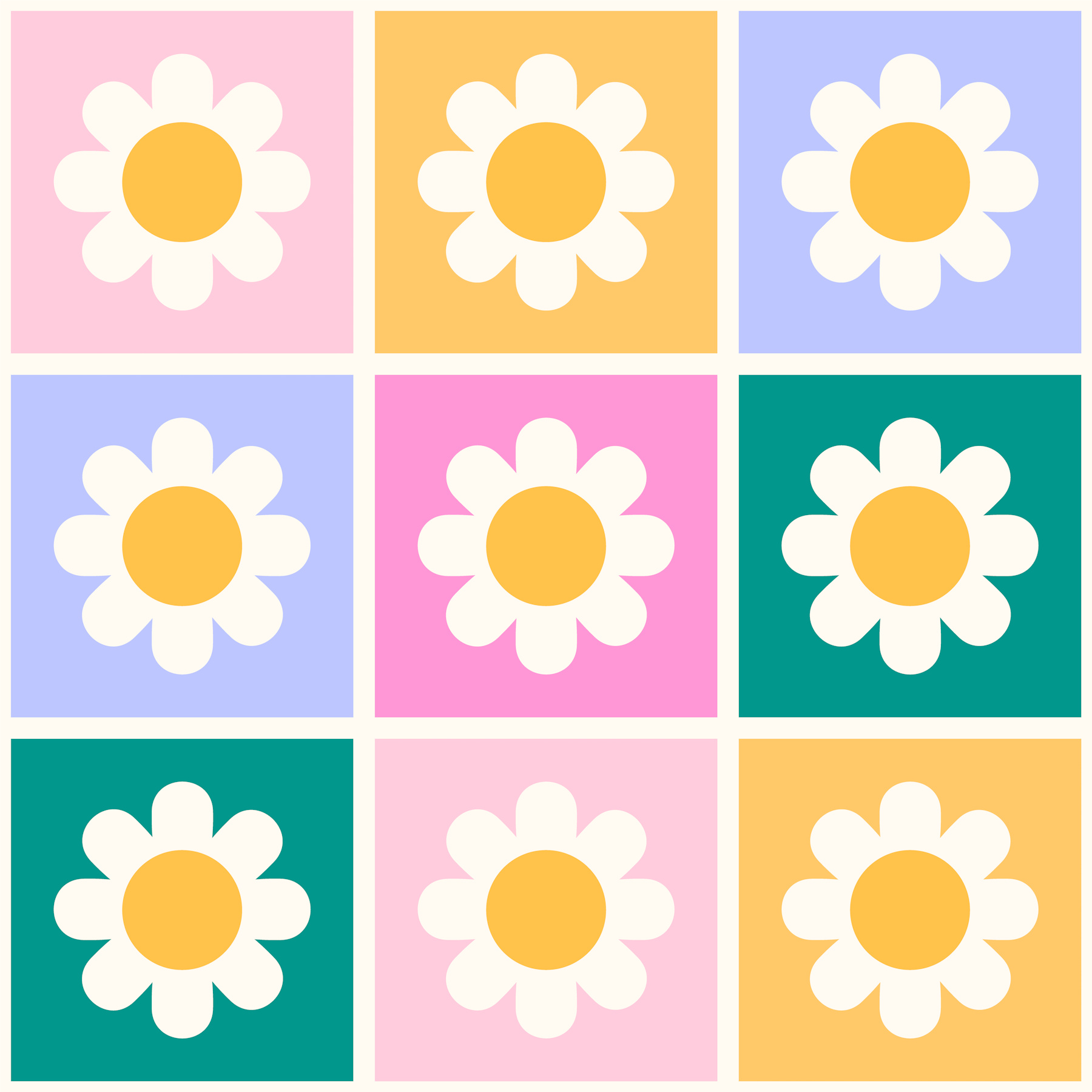 Pastel Daisy Wallpaper - Pink Floral Pattern