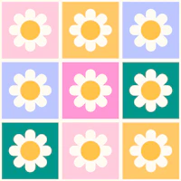 Pastel Daisy Granny Square Pattern wallpaper