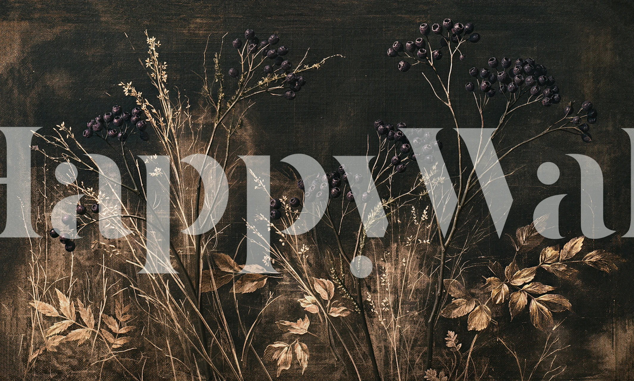 Dark berry botanical wallpaper in a room (9/9)