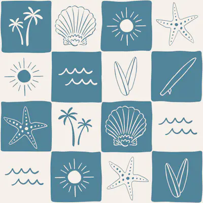 Surfer Blue Beach Tile Wallpaper