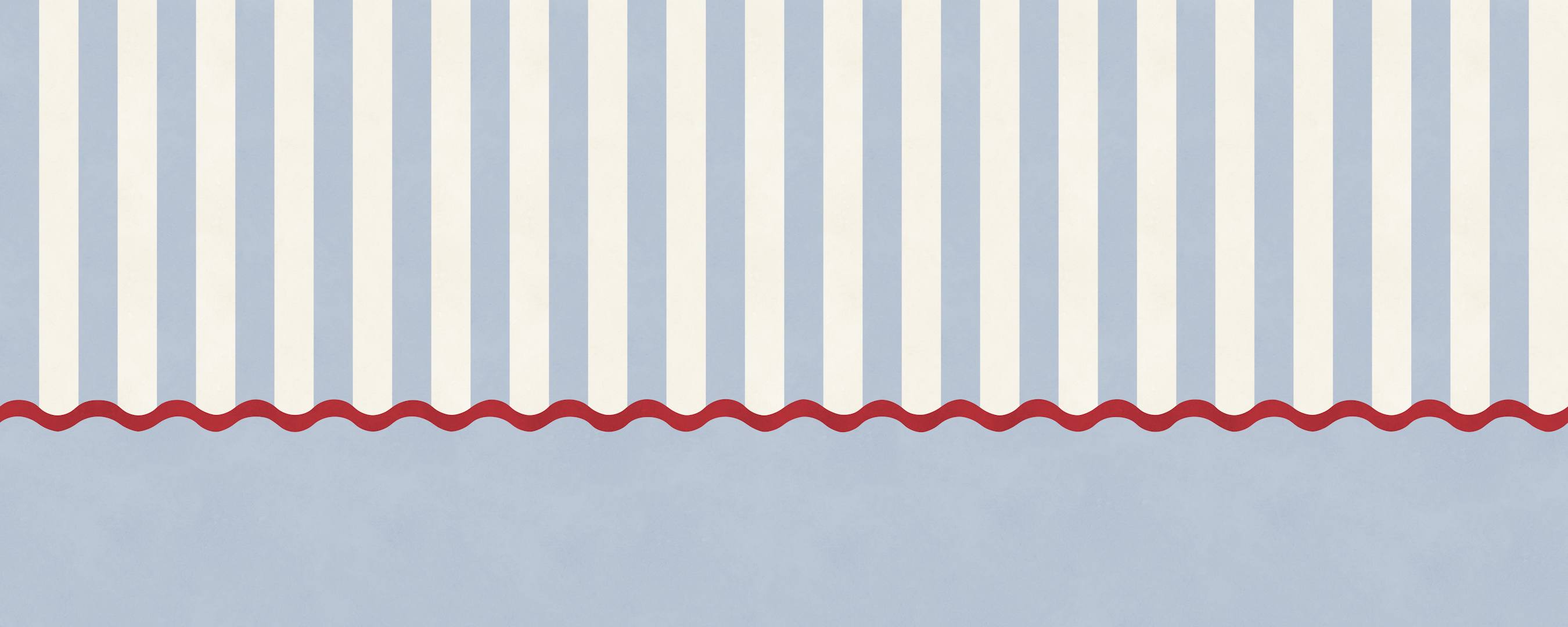 Powder Blue Stripes With Red Ricrac papel de parede - Happywall