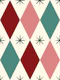Cherry Red and Teal Harlequin Diamonds