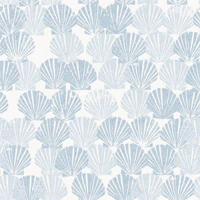 blue boho sea shells behang