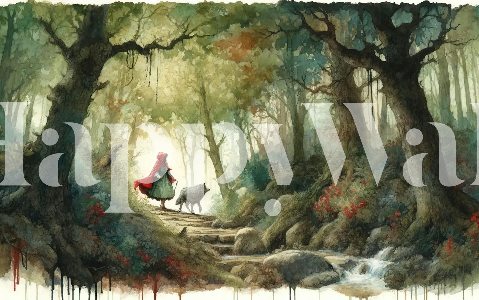 Little Red Riding Hood and Wolf papel pintado - Happywall