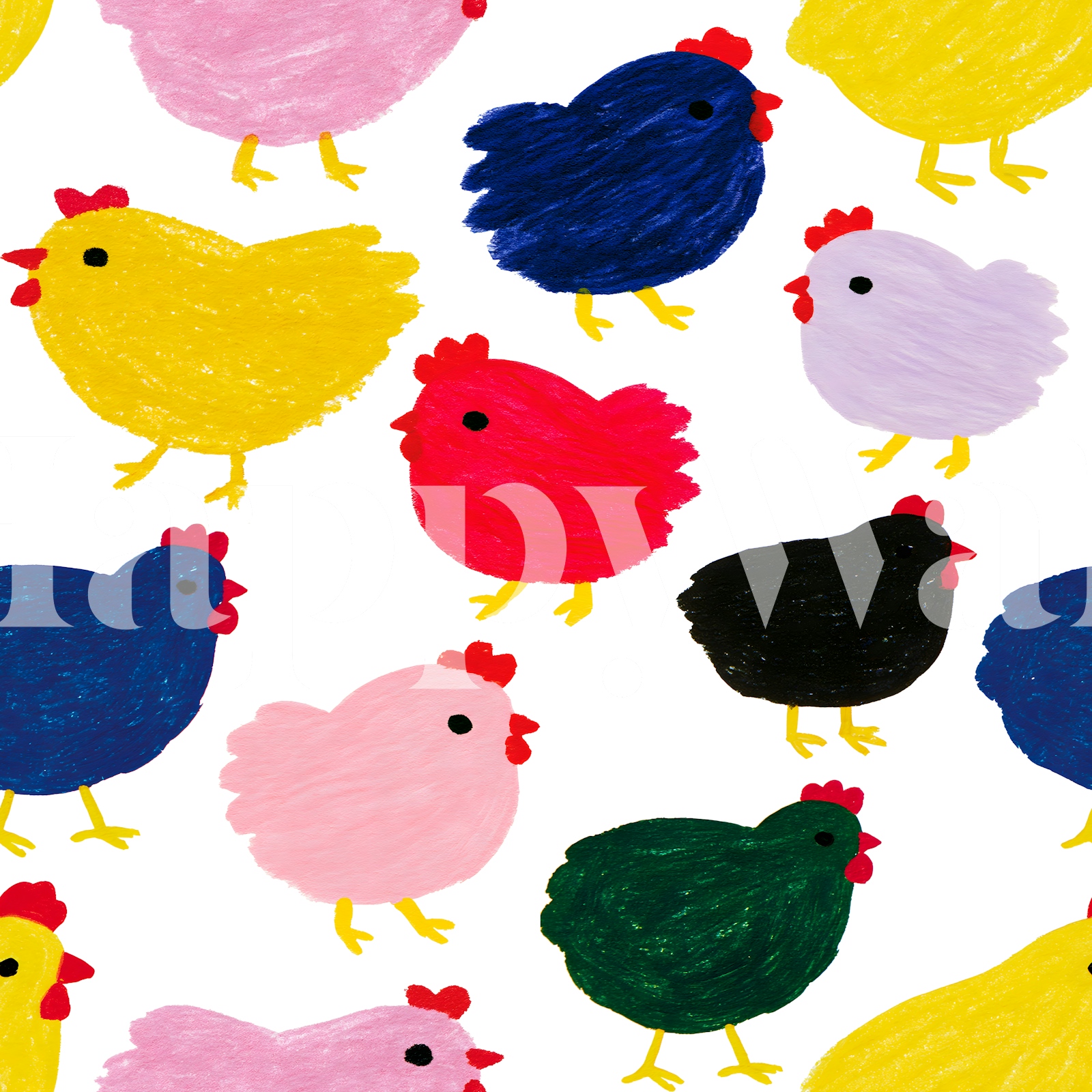 White background navy blue chicken wallpaper | Happywall
