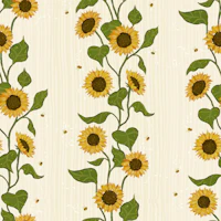 Sunflower and Bees Stripes - Version 1 wallpaper