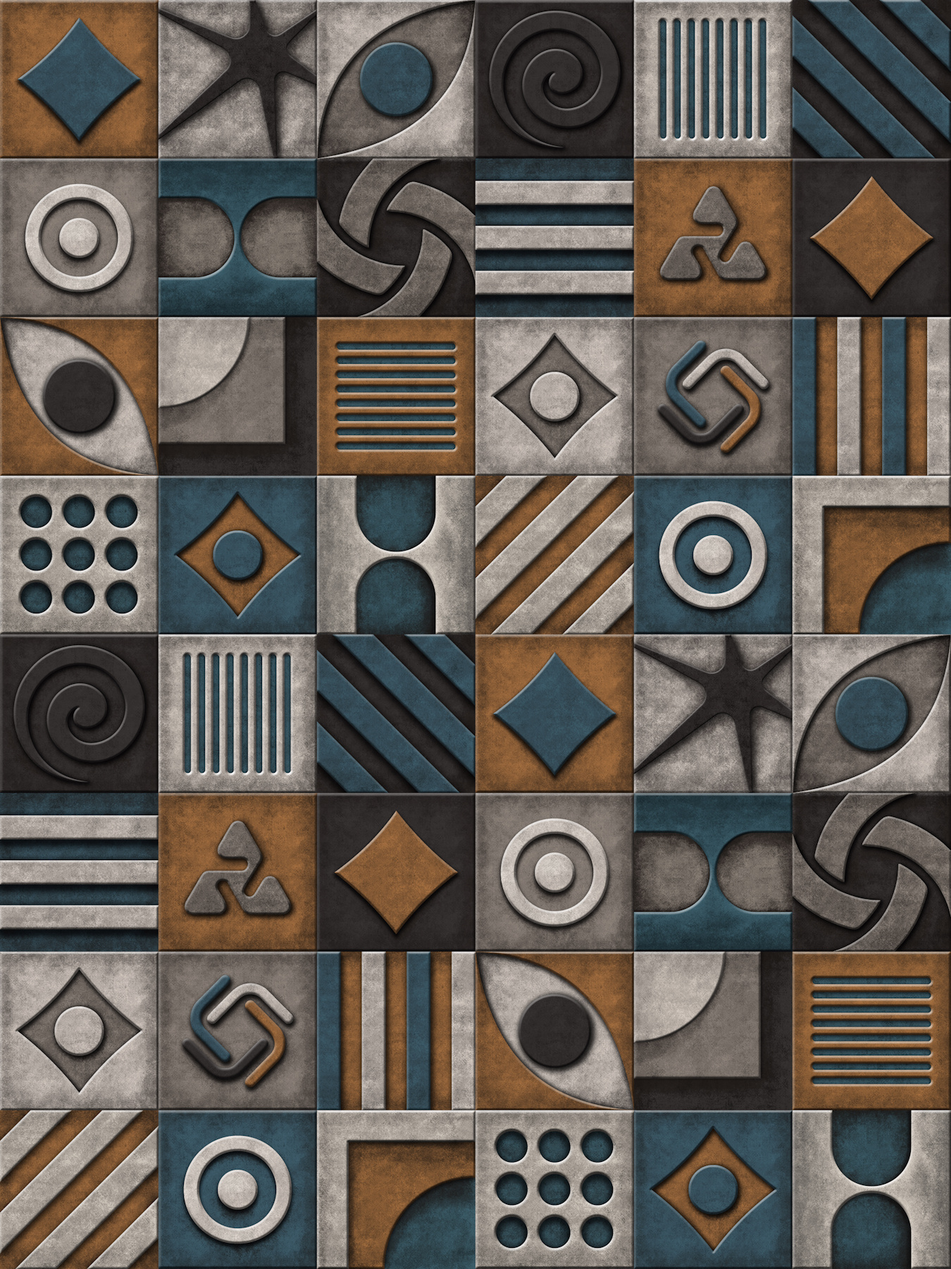 Blue Rust Concrete Tile Wallpaper
