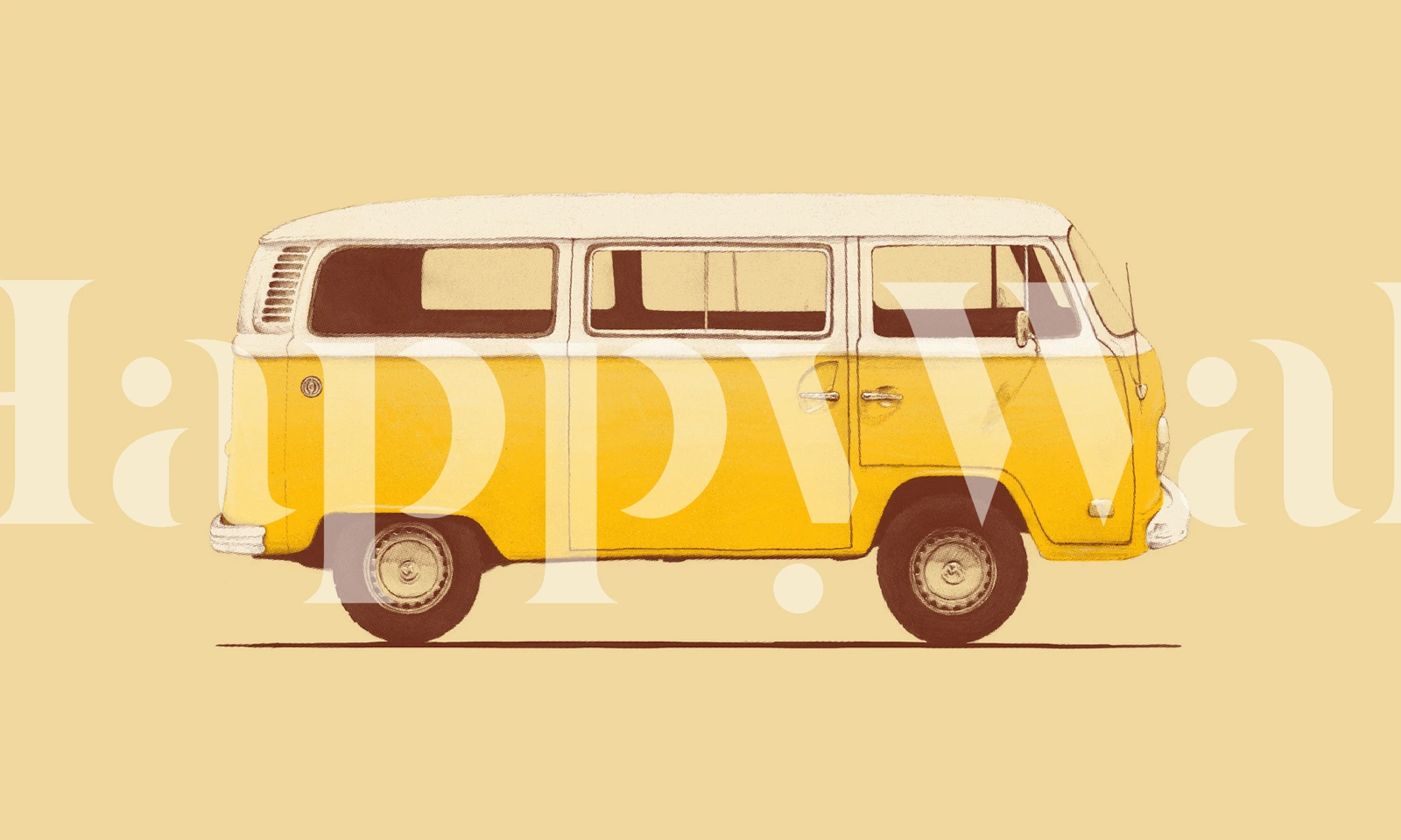 Retro gul van fototapet på en mjuk bakgrund