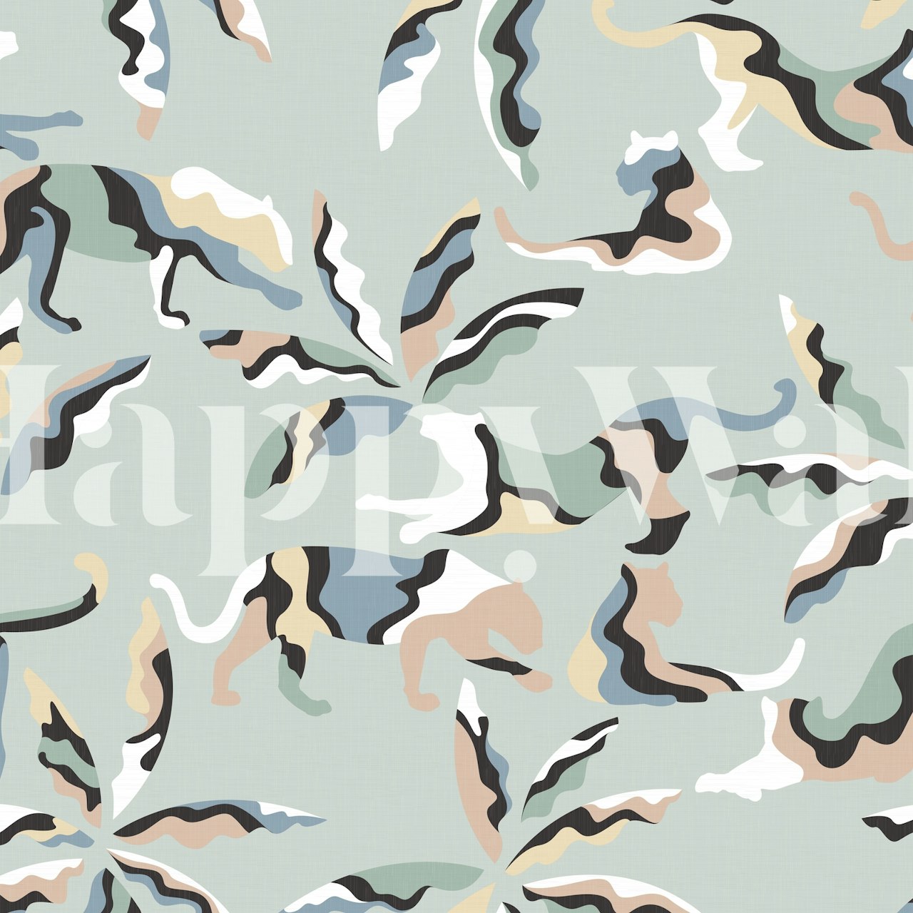 Jungle wallpaper design in pastelli e menta