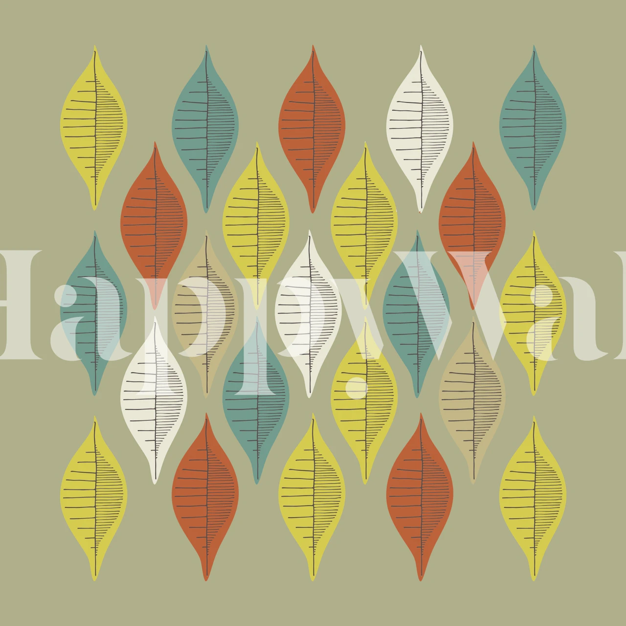 Mid Century Leaf Pattern tapet i ett rum