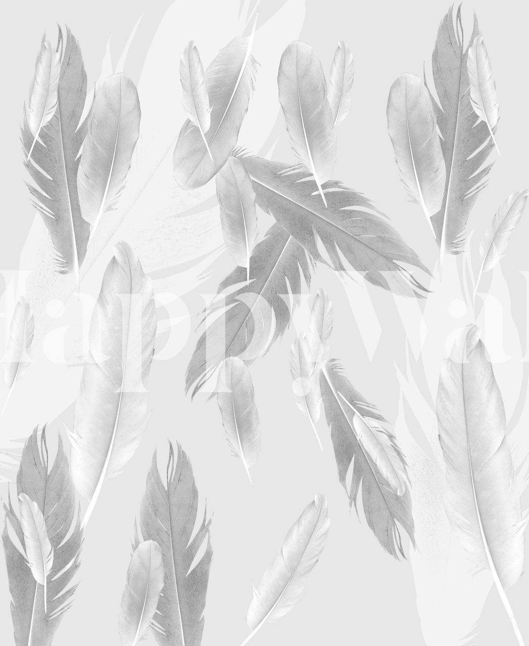 Gray feather pattern wallpaper with light tones