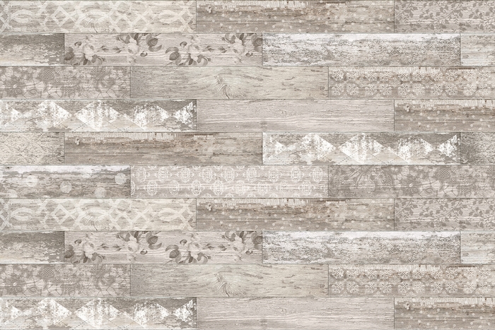 Vintage Wood Tiles Beige White Wallpaper - Happywall