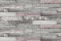 Vintage Wood Tiles Pink Grey behang
