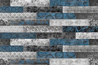 Vintage Wood Tiles Blue Grey behang