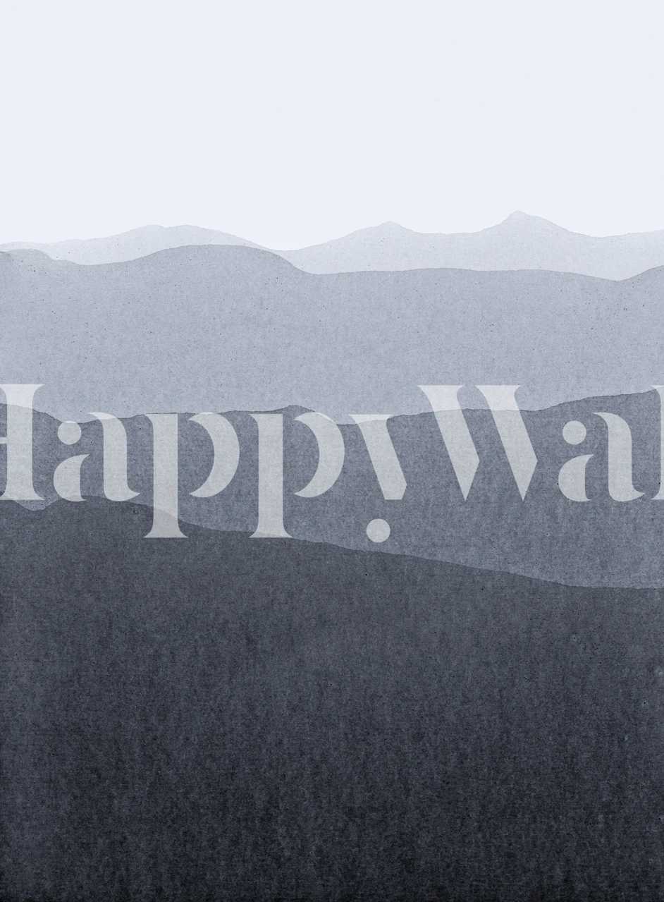 Layered grey landscape wallpaper in gradient style
