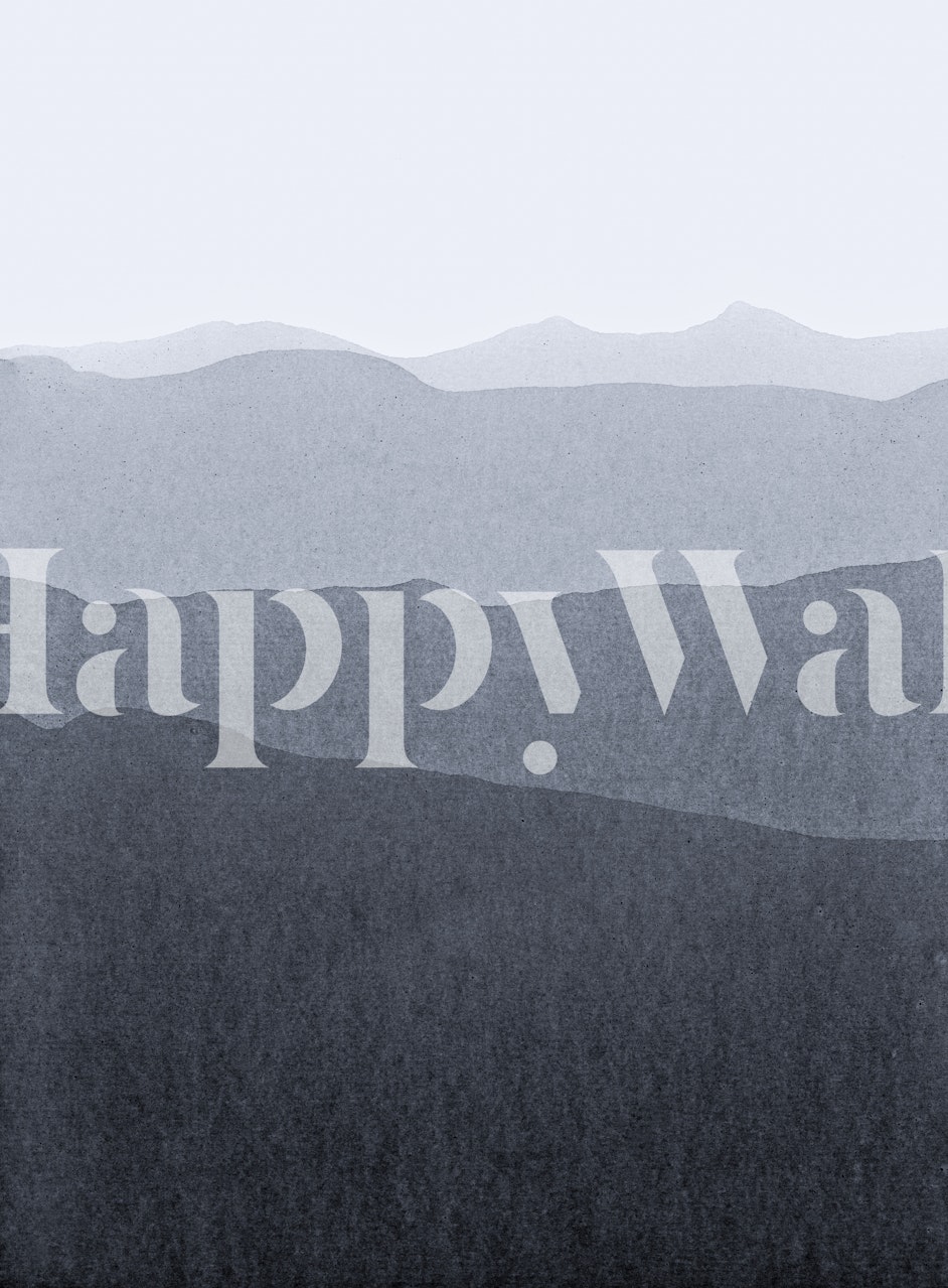 Layered grey landscape wallpaper in gradient style
