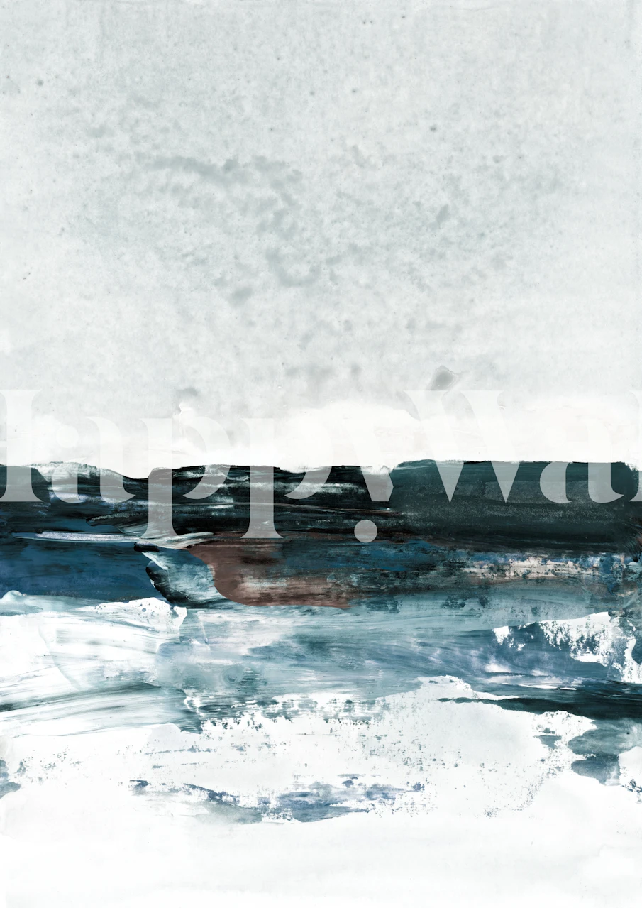 Abstract watercolor pattern in blue and white wallpaper