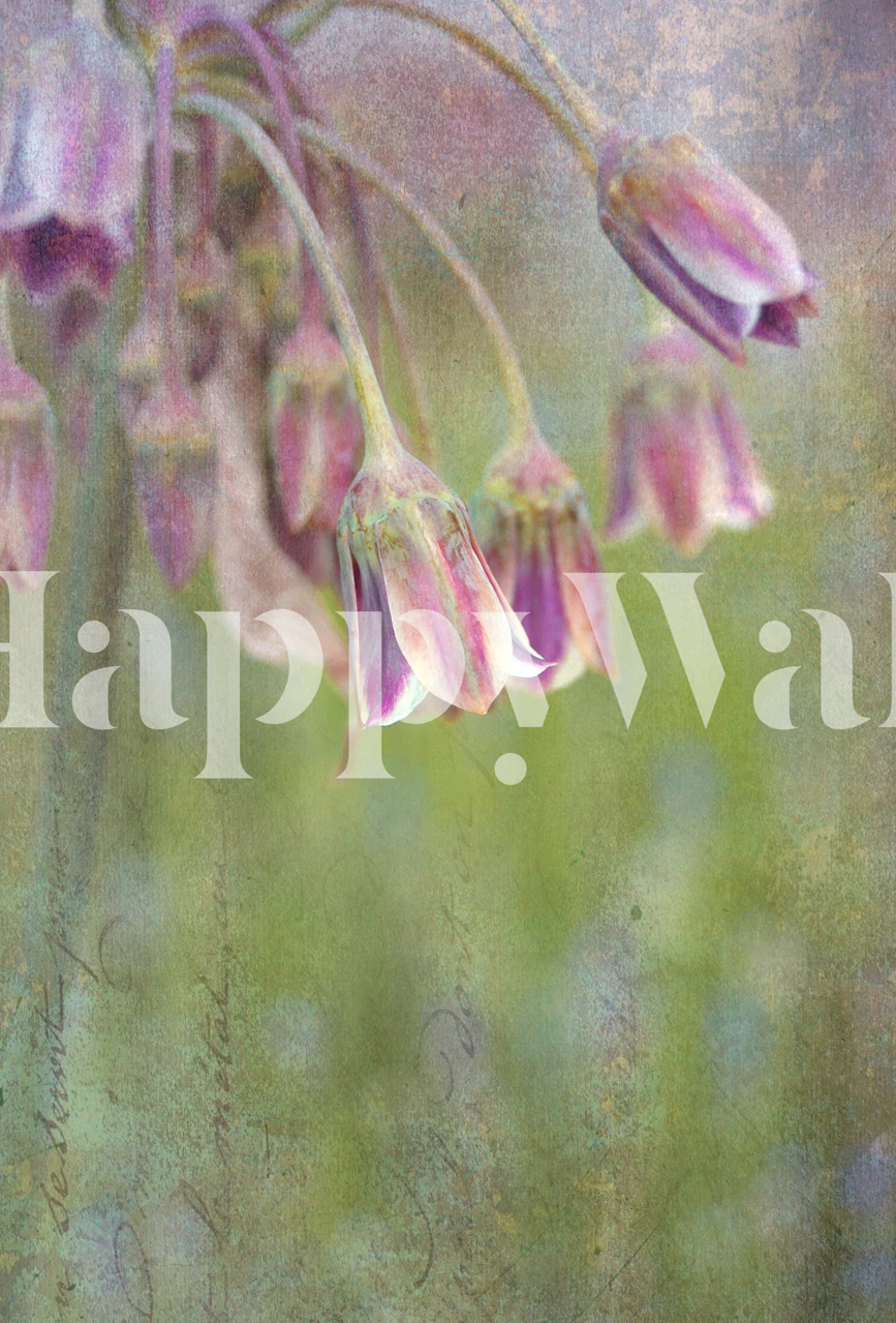 Soft pastel vintage floral wallpaper with hanging flowers