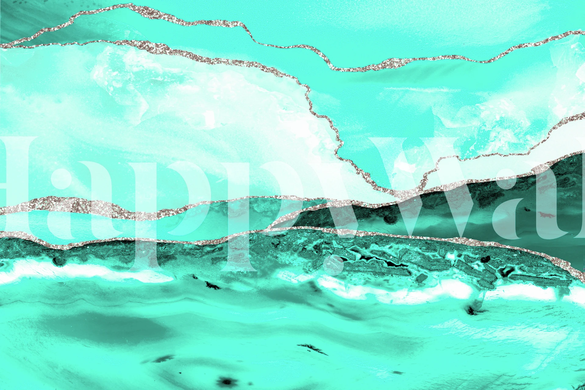 Caribbean Sea Marble Waves tapet i ett rum