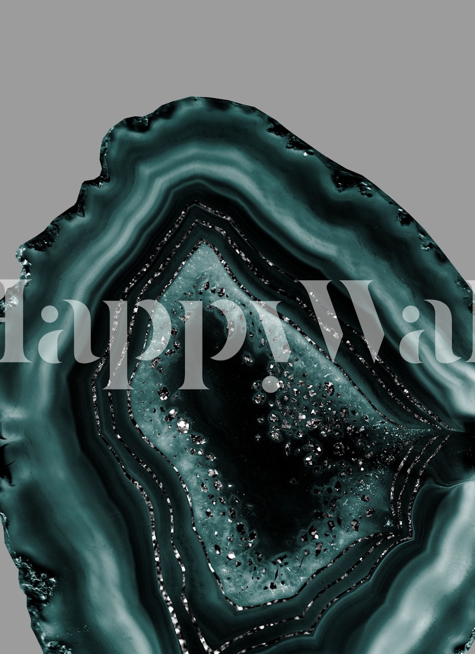 Teal and black agate design with glitter accents wallpaper