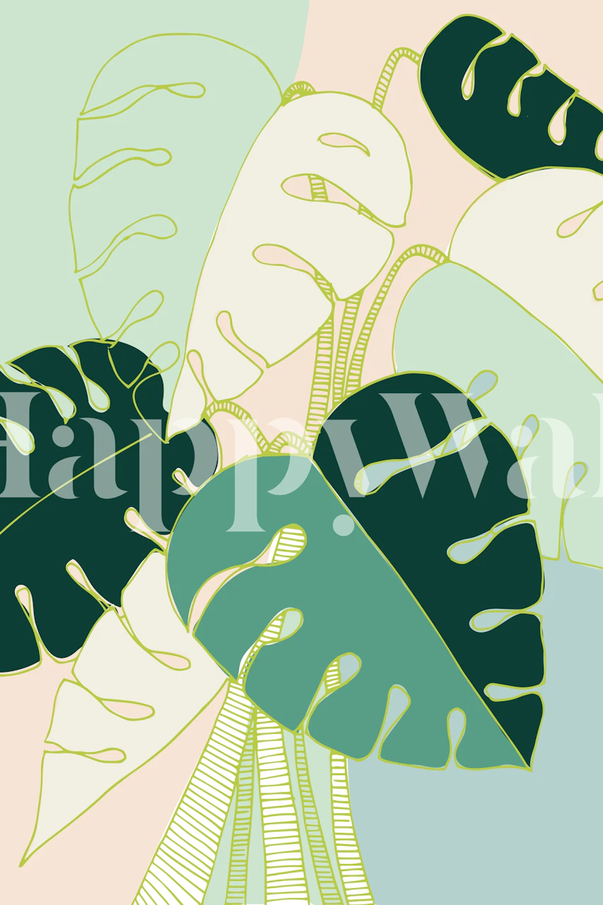 Tropical leaves wallpaper in a room