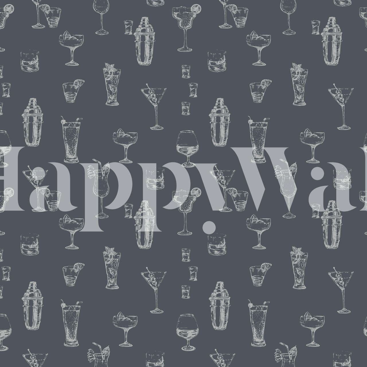 Diseño de papel tapiz alcohólico dibujado a mano para Cocktails