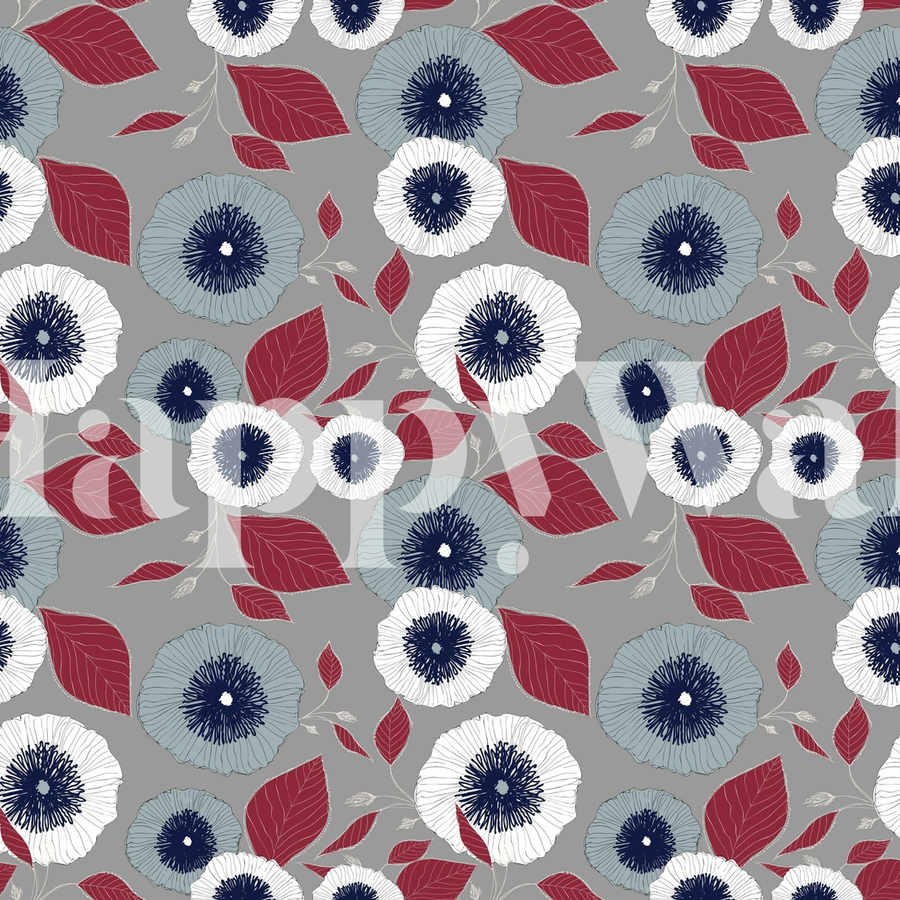 Wild floral Tapetenmuster in einem Raum