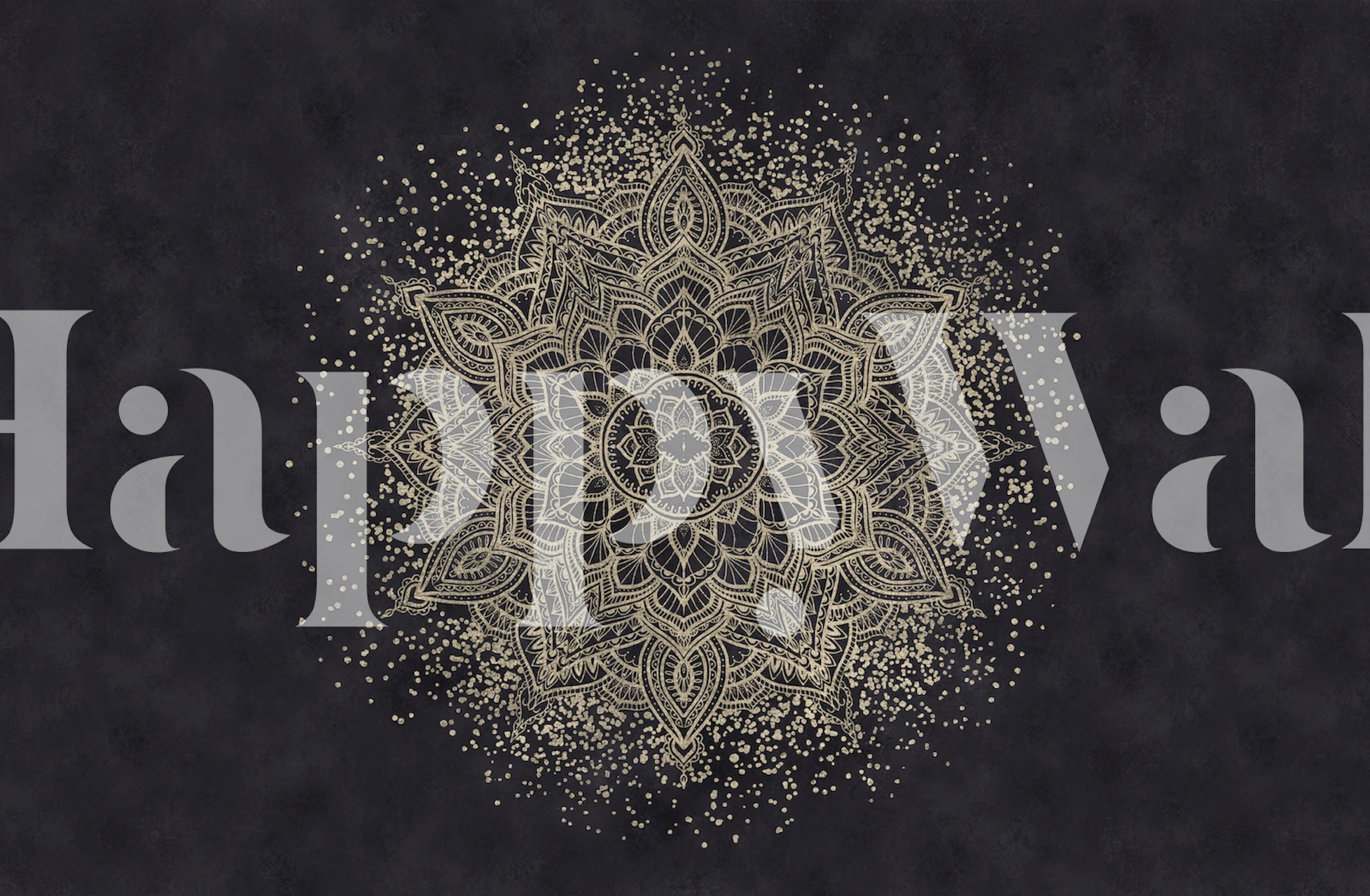 Luksusluokan kultainen kimaltava mandala tummalla tähdellisellä taustalla