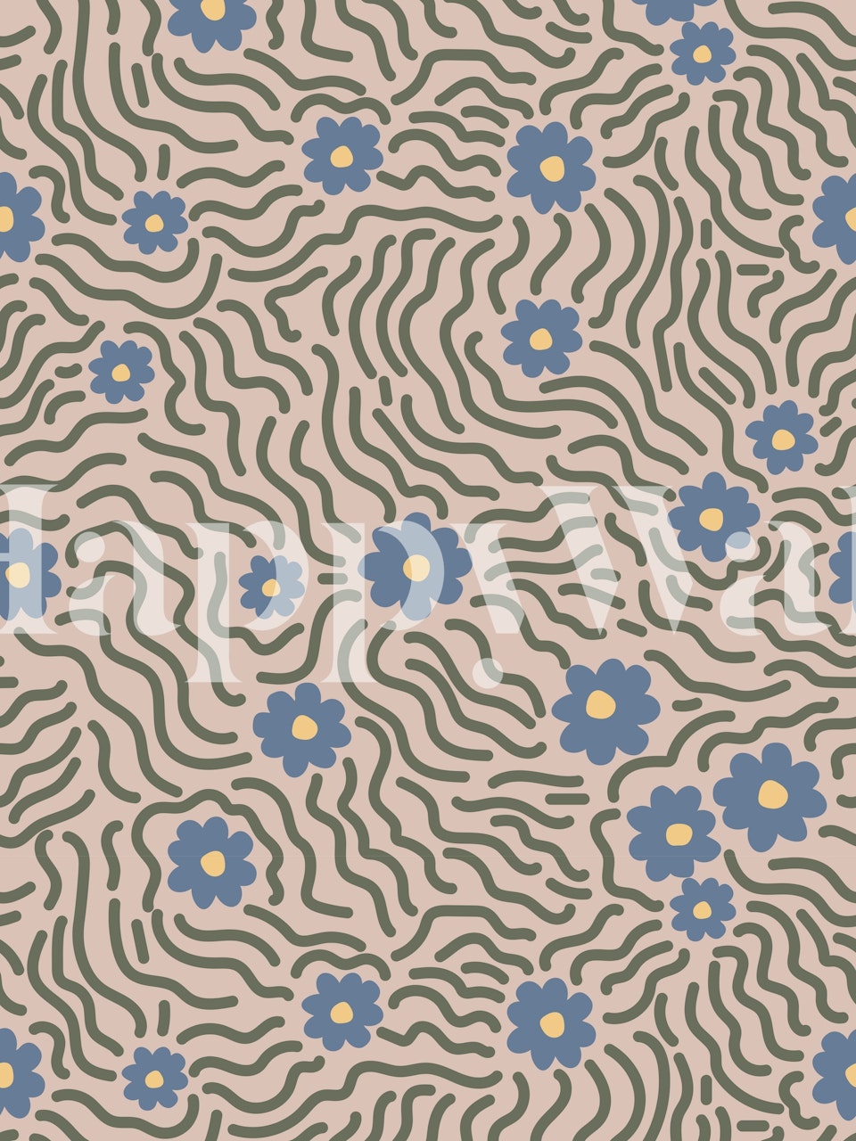 Wavy Daisies pastel wallpaper in a room