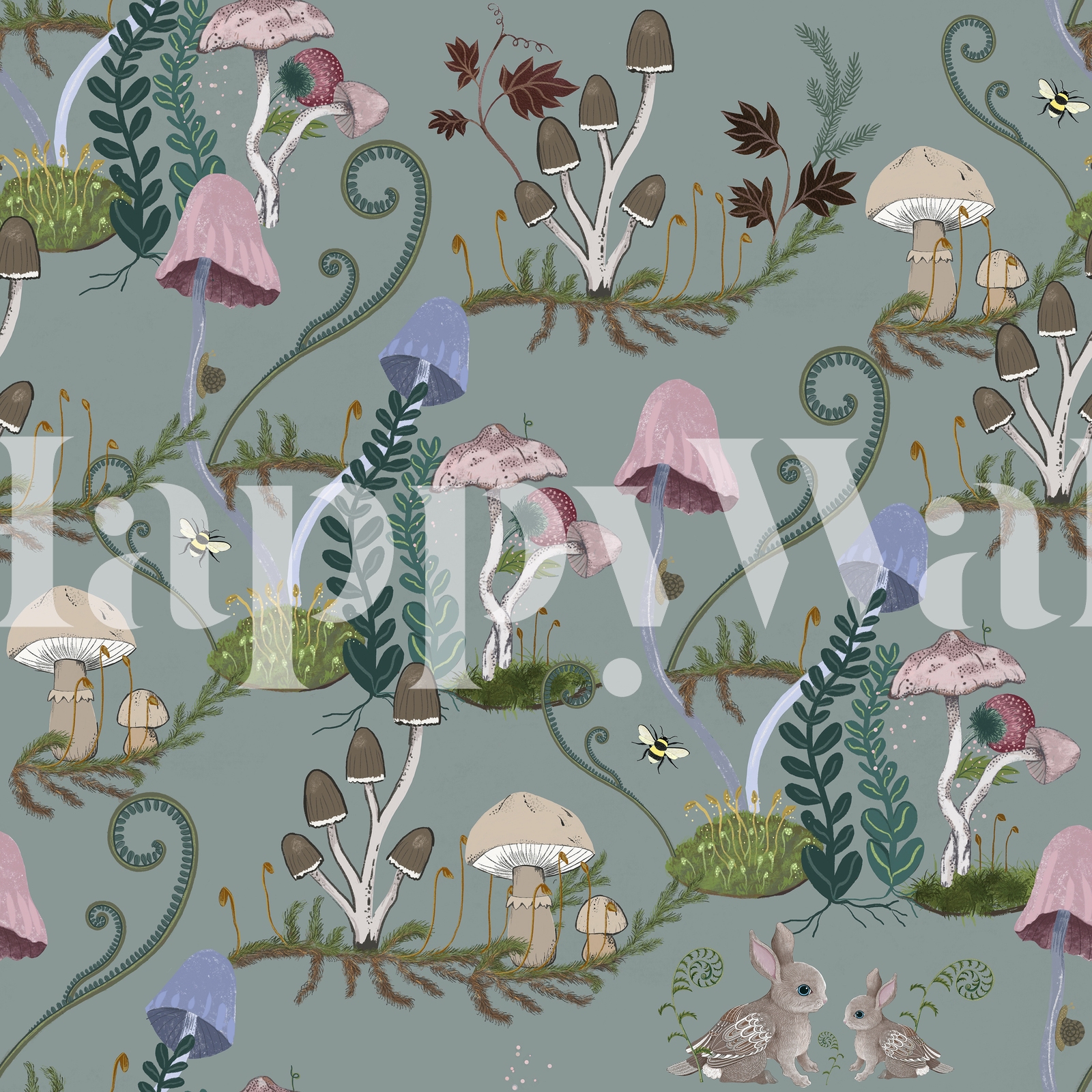 Whimsical Mushroom Pattern Wallpaper