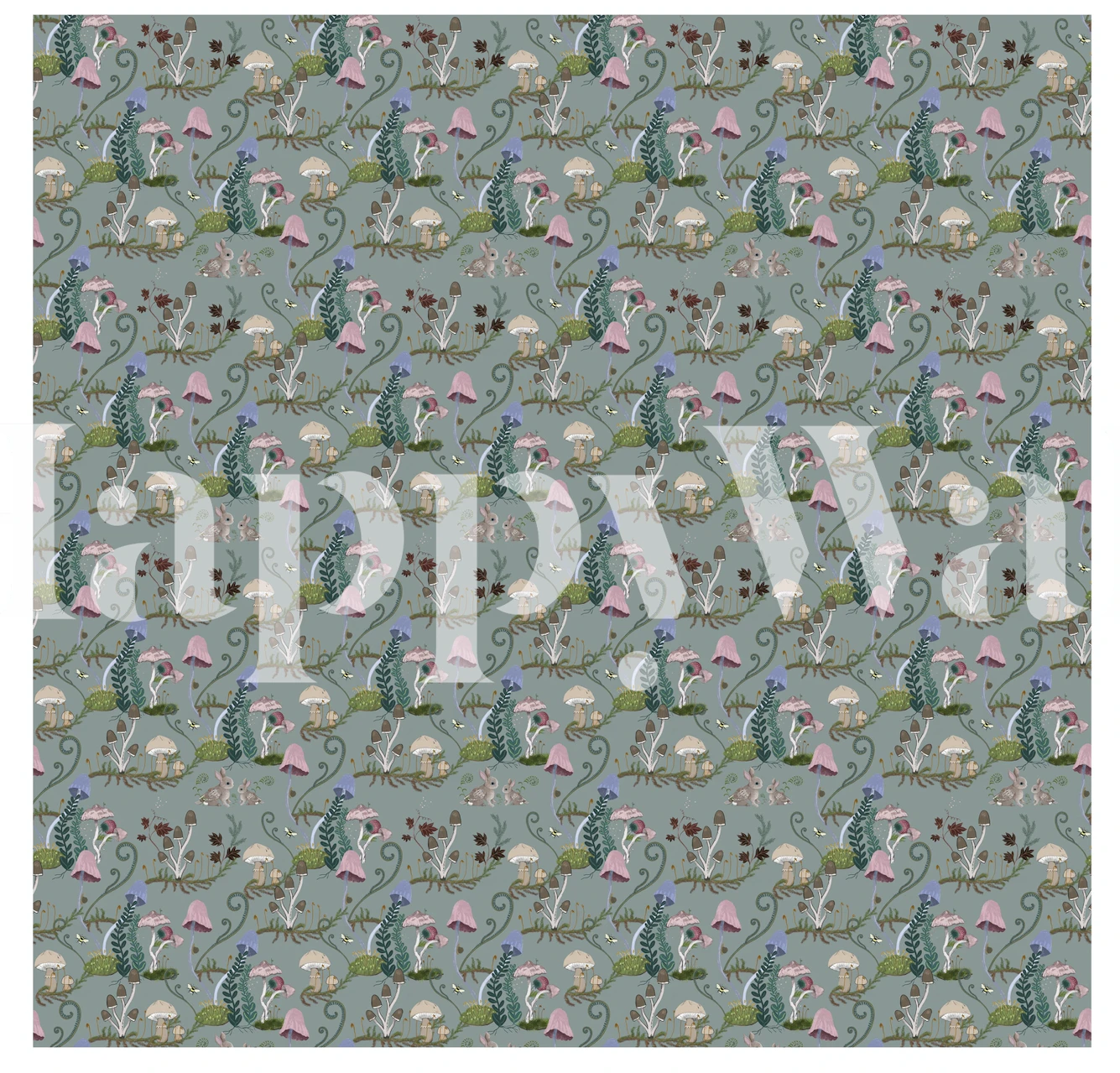 Mural de parede extravagante de cogumelo e padrão floral para decoração de quarto infantil