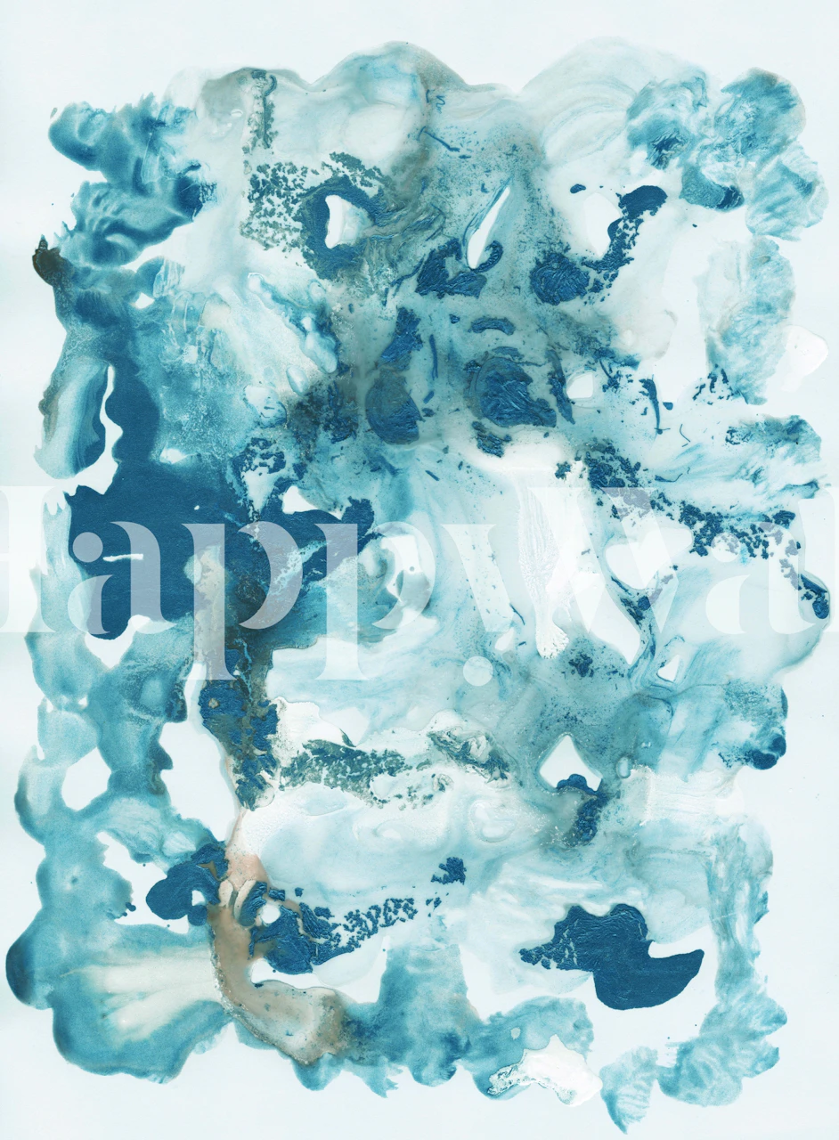 Blue Ocean Ink Abstract tapetti huoneessa