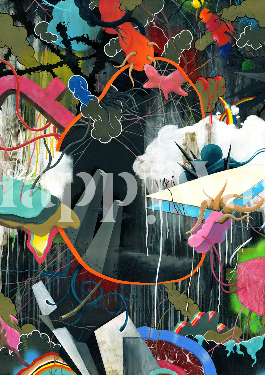 Colorful abstract shapes, swirls, and patterns wallpaper