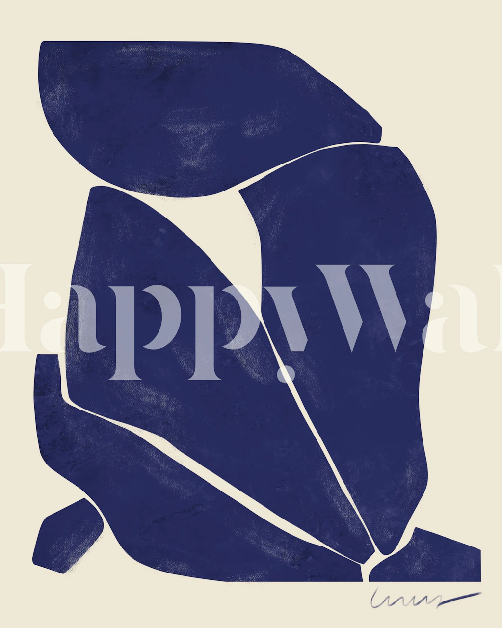 Nude in Blue papel de parede exibido em um quarto