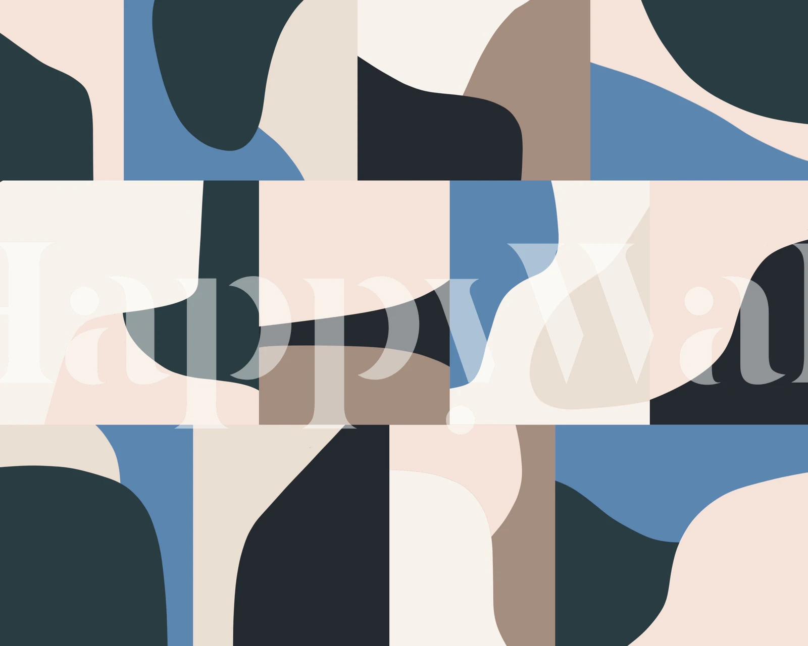 Muted Blues Mosaic A wallpaper in a room