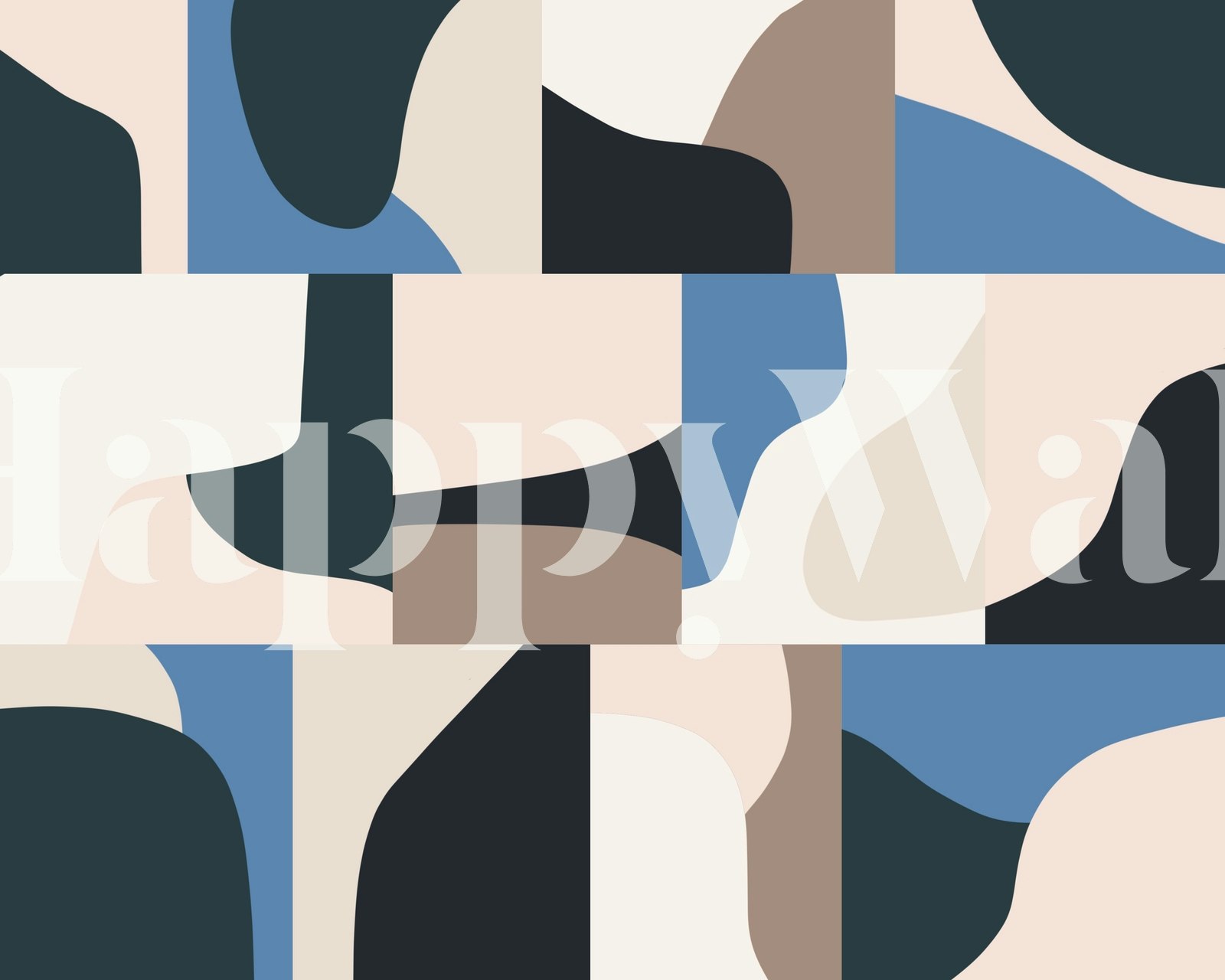 Muted Blues Mosaic A wallpaper in a room