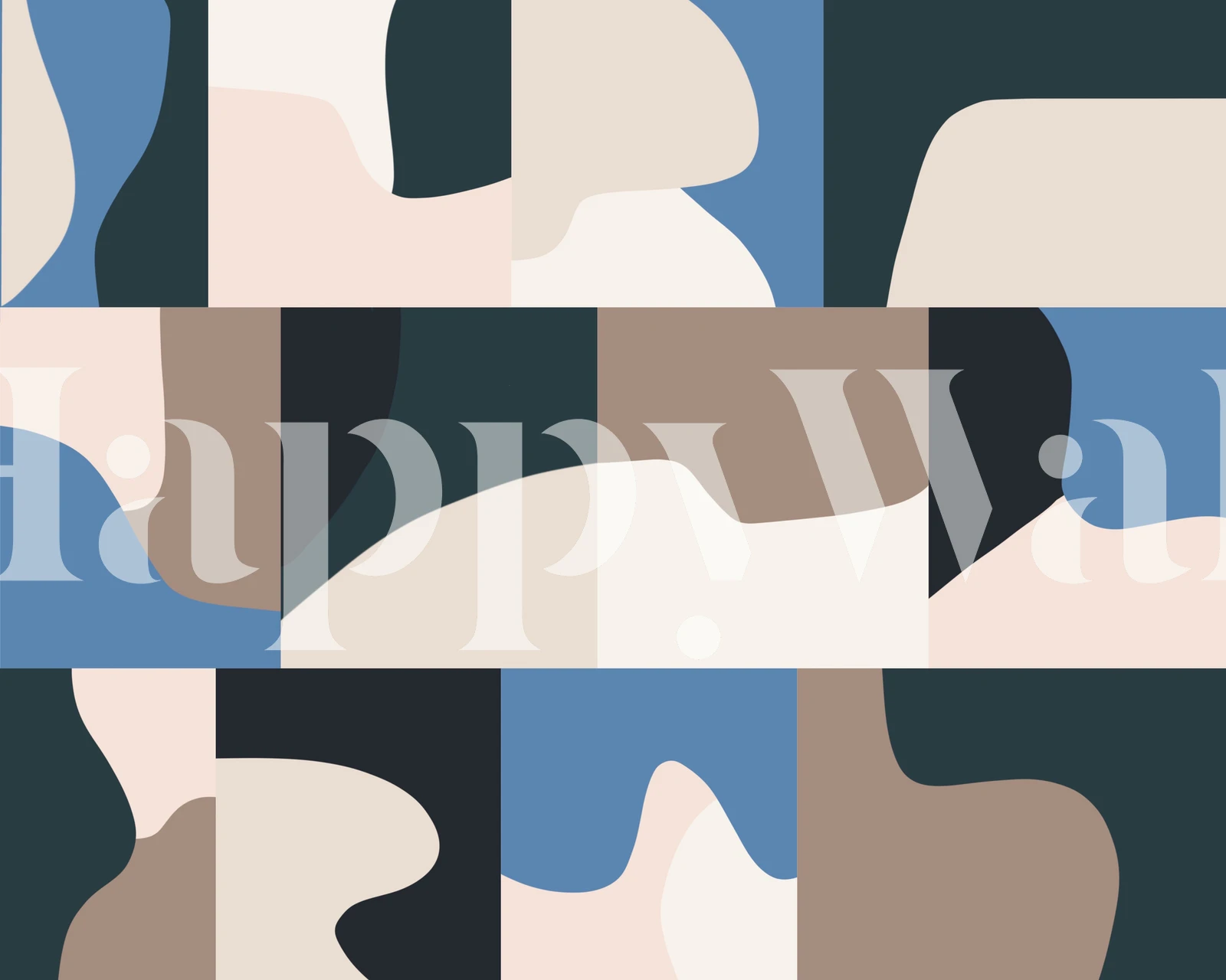 Carta da parati Muted Blues Mosaic B in una stanza