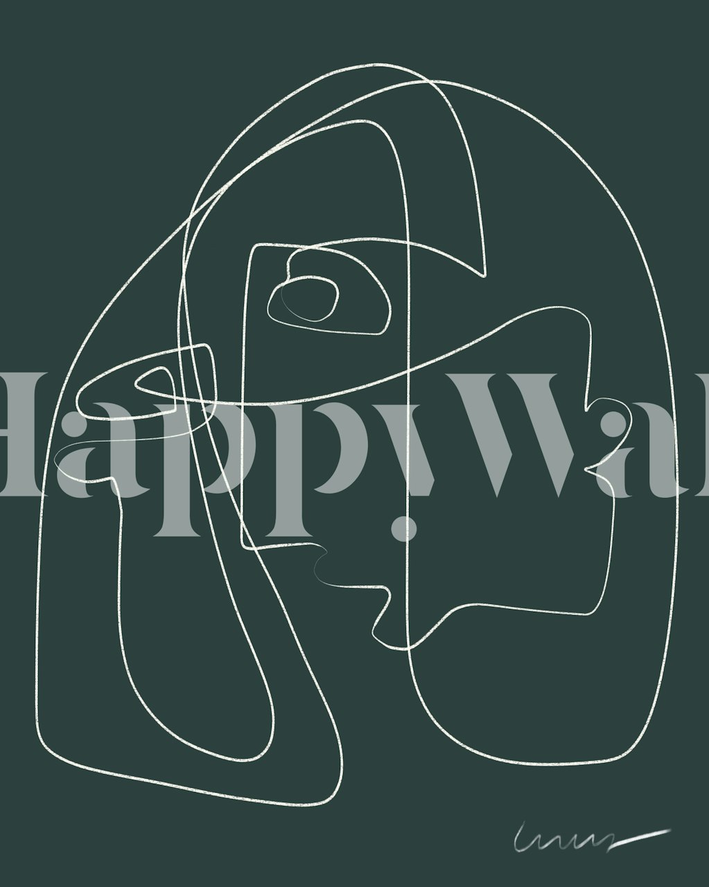 Αφηρημένο thin line portrait σε viridian φόντο