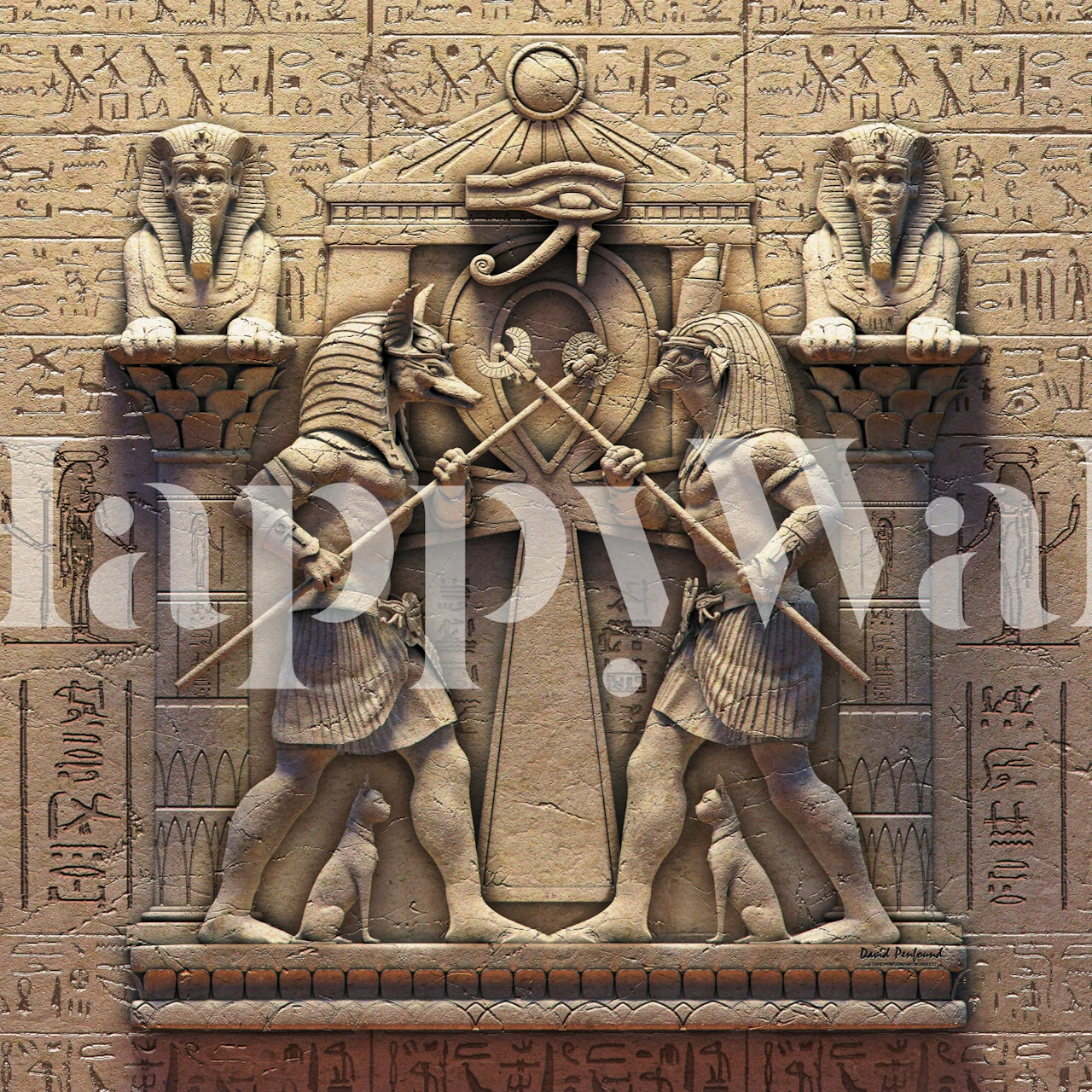 Egyptian gods tapetdesign i et rom