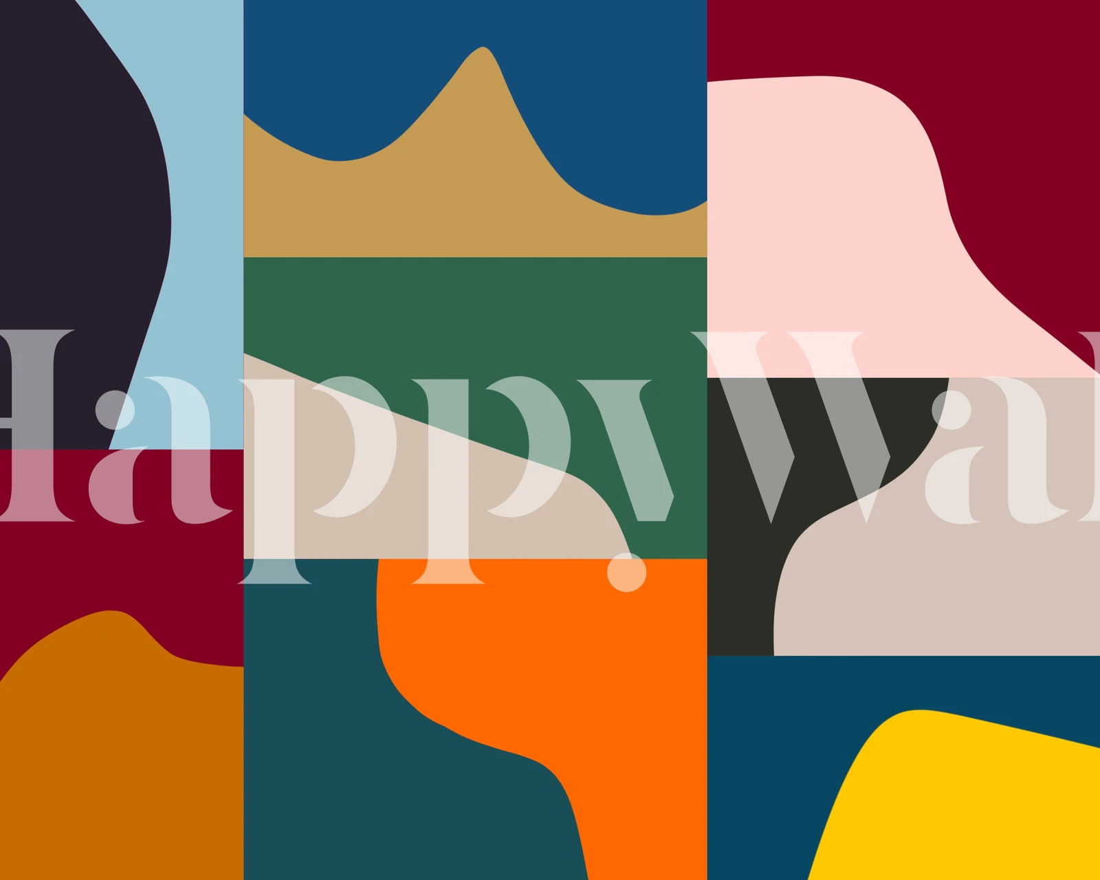 Bright mosaic wallpaper in a room setting