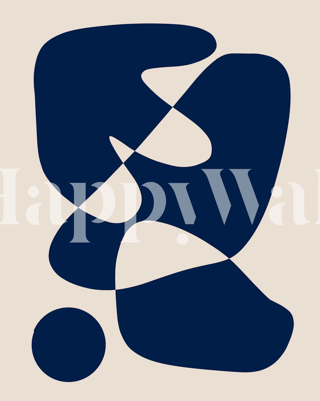 Abstract dark blue shapes on beige background wallpaper